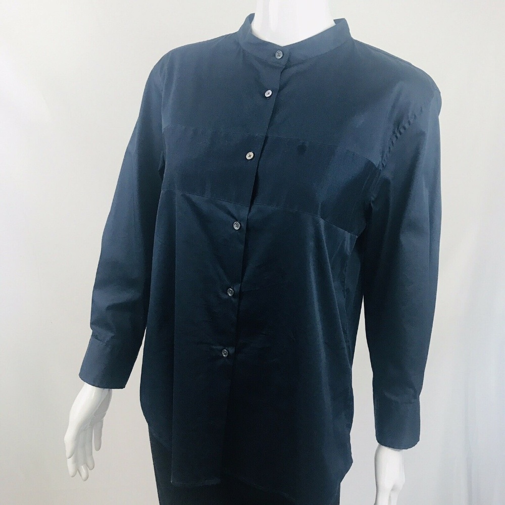 Switzerland Lareida Designer  Mandarin Collar Blouse Size 42 Cotton Sil…